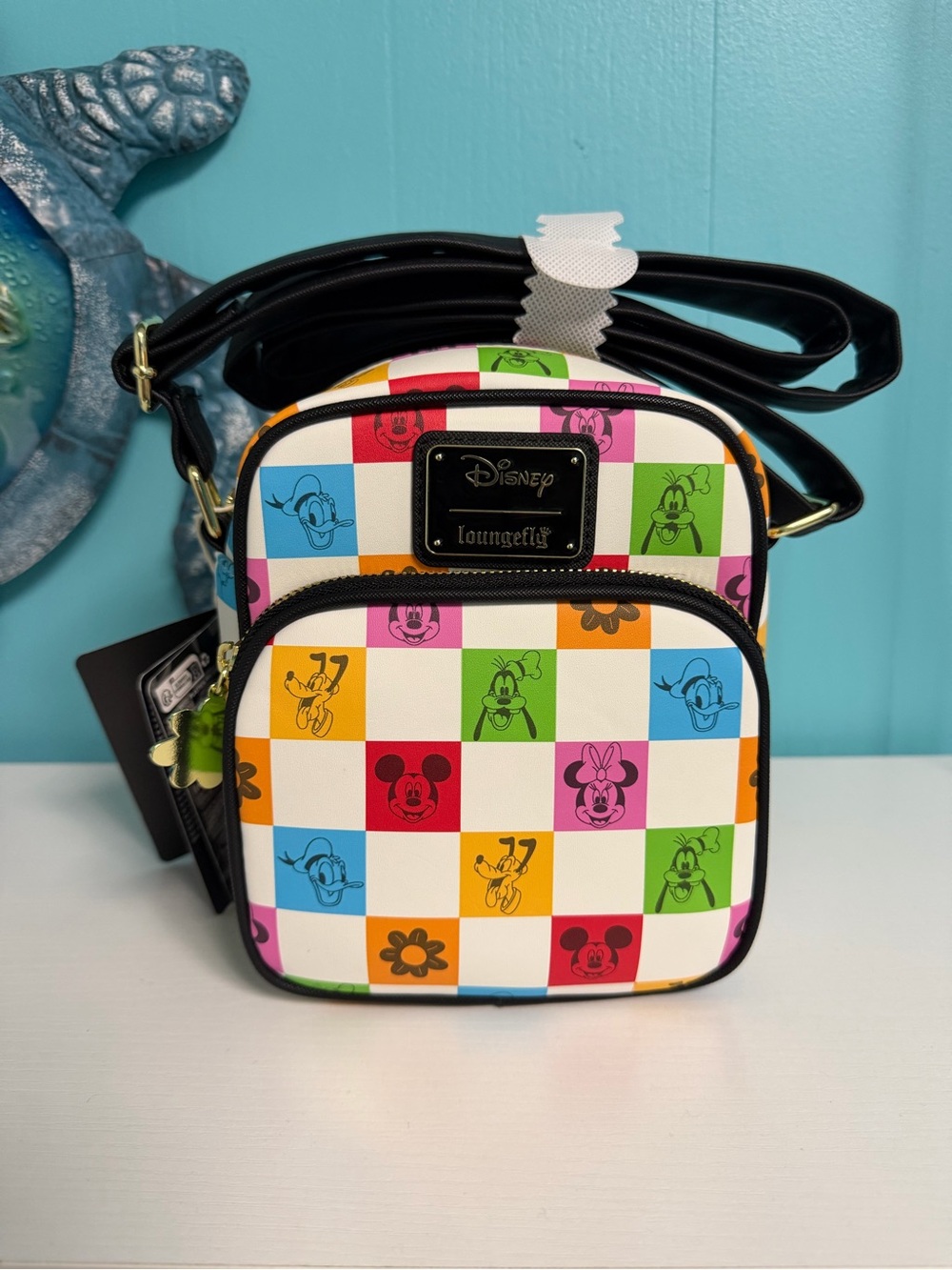 NWT Disney x Loungefly Multicolor Checkerboard Crossbody Bag